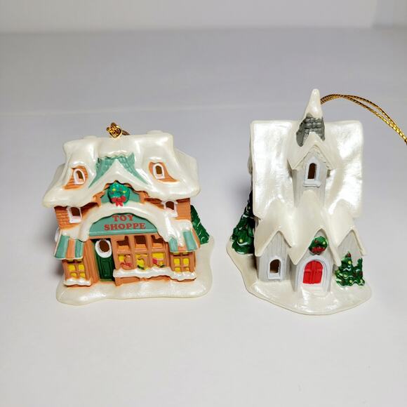 Vintage Avon Snow Frost Falls Victorian Village Light Cover Christmas Ornaments - Picture 1 of 3